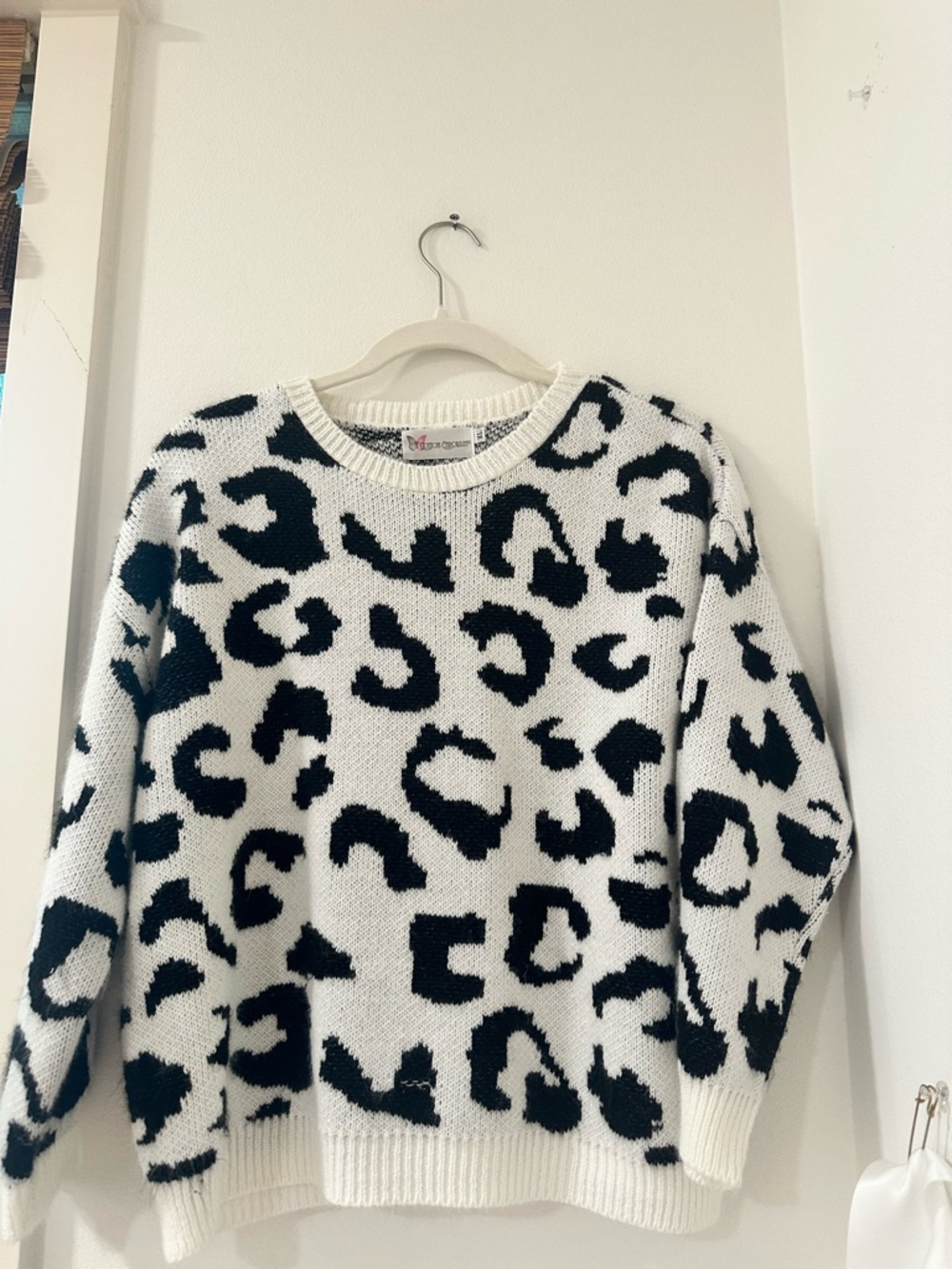 White and Black Leopard Print Kid’s Sweater